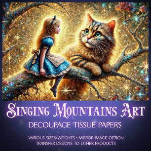 Fantasy Forest Friends Alice and Cat Decoupage Tissue Paper