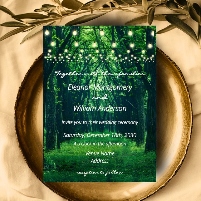 Fantasy Forest Golden String Lights Wedding Invitation (Fantasy Forest Golden String Lights Wedding Invitation)