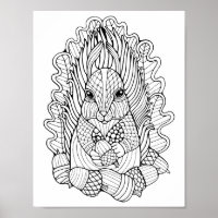 Fantasy Forest Squirrel Acorns Colouring Page Art