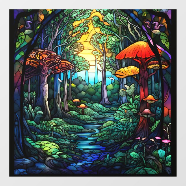 Fantasy Forest Stained Glass Window Cling (Sheet)