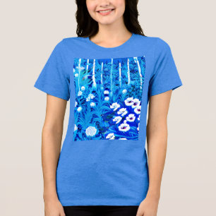 Fantasy Forest with Flowers and Birds Tri-Blend Shirt