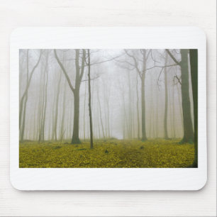 Fantasy forest with fog and yellow foliage mouse pad