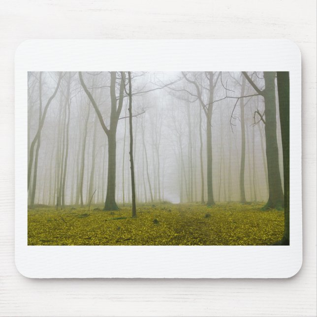 Fantasy forest with fog and yellow foliage mouse pad (Front)