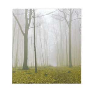 Fantasy forest with fog and yellow foliage notepad
