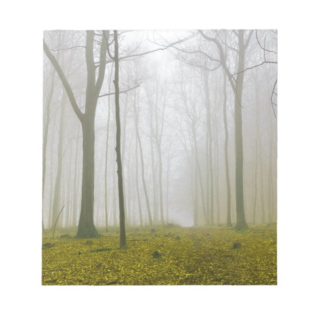 Fantasy forest with fog and yellow foliage notepad (Front)
