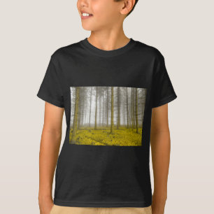 fantasy forest with fog and yellow foliage T-Shirt
