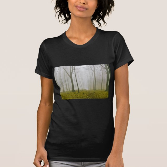 Fantasy forest with fog and yellow foliage T-Shirt (Front)