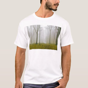 Fantasy forest with fog and yellow foliage T-Shirt