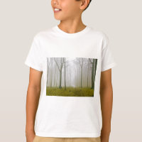 Fantasy forest with fog and yellow foliage