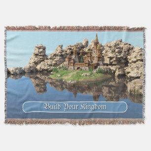 Fantasy Fortress Motivational Quote Art Throw Blanket