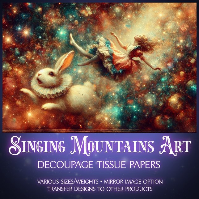 Fantasy Freefall White Rabbit and Alice Decoupage Tissue Paper (Creator Uploaded)