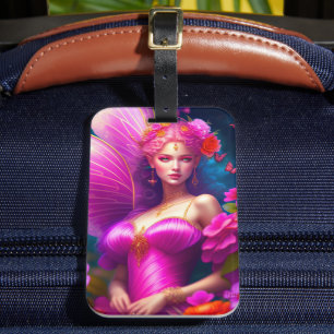 Fantasy Fuchsia Fairy Flower Butterflies Luggage Tag