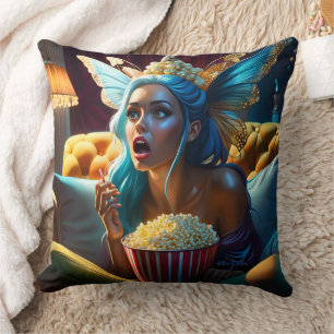 Fantasy Funny Beautiful Fairy Watching Movie Cushion