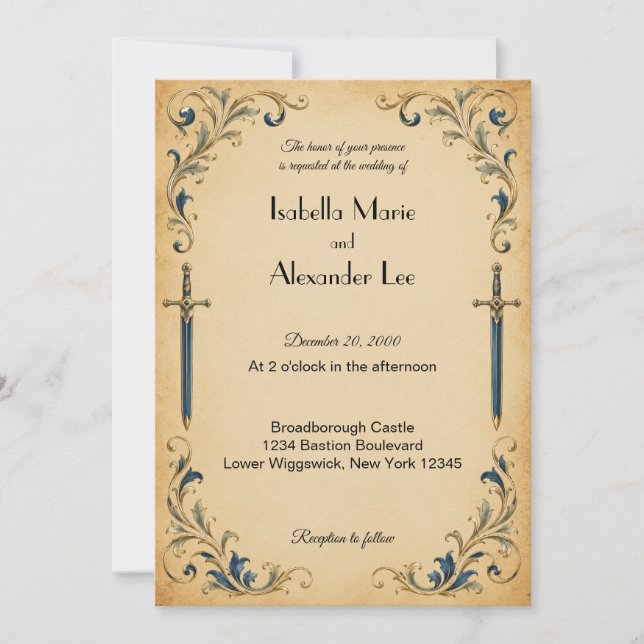 Fantasy Gamer Sword Wedding Invitation (Front)