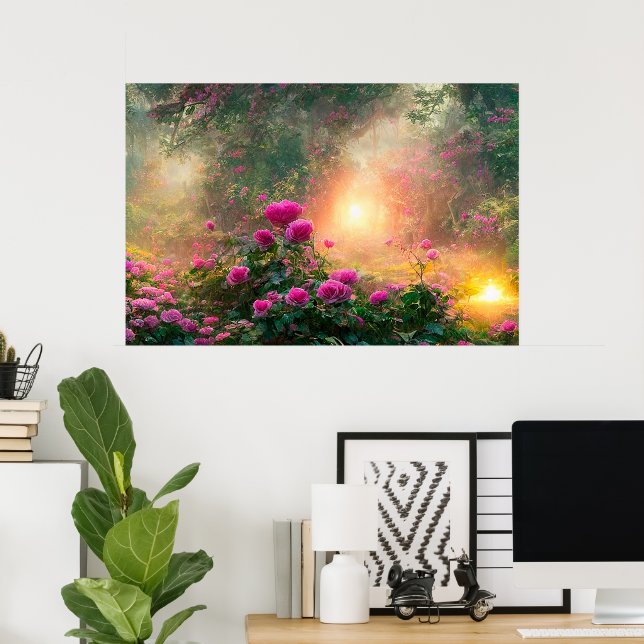FANTASY Garden, Flowers, Roses - Poster (Home Office)