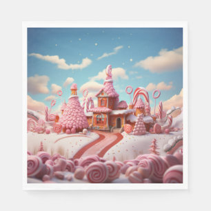 Fantasy Gingerbread House with Candies 1 Paper Napkin