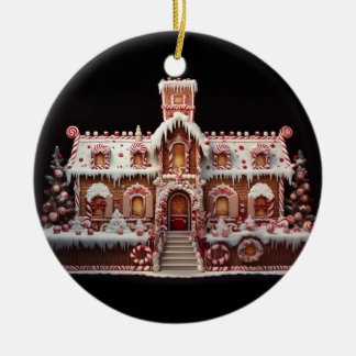 Fantasy Gingerbread House with Candies 2  Ceramic Ornament