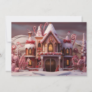 Fantasy Gingerbread House with Candies 3 Holiday Card