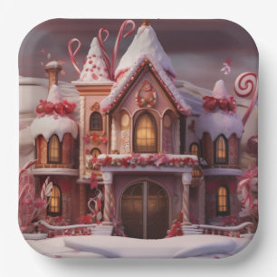 Fantasy Gingerbread House with Candies 3  Paper Plate