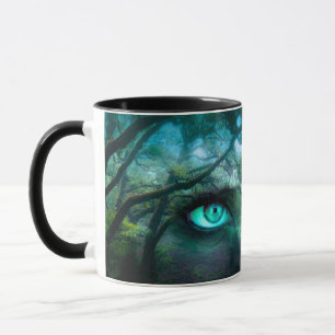 Fantasy Girl Face Eye Wood Forest Lash Eyebrow Mug