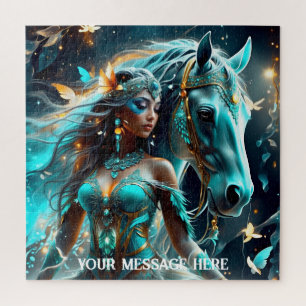 Fantasy girl & horse under a star-filled sky jigsaw puzzle