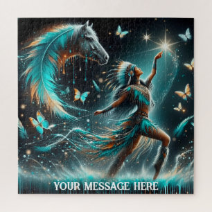 Fantasy girl & horse under a star-filled sky jigsaw puzzle