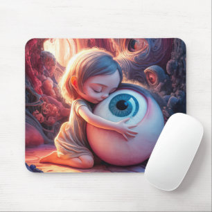 Fantasy Girl Hugging An Eyeball Mouse Pad