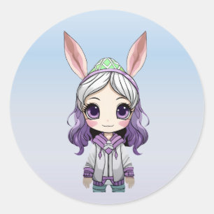 Fantasy Girl with Bunny Ears Stickers