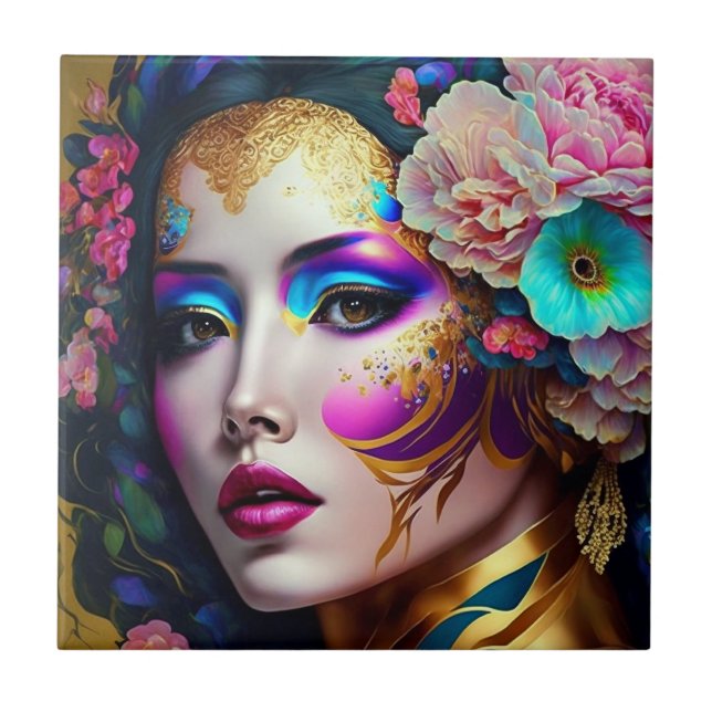 Fantasy Glam Woman Pop Art Ceramic Tile (Front)