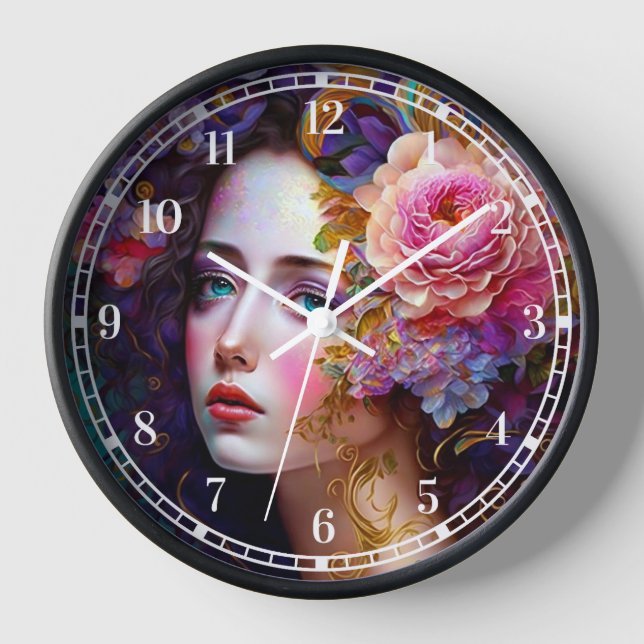 Fantasy Glam Woman Pop Art Clock (Front)