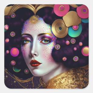 Fantasy Glam Woman Pop Art Square Sticker