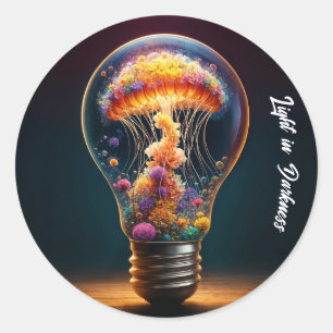 Fantasy glass bulb aquatic luminous creativity classic round sticker