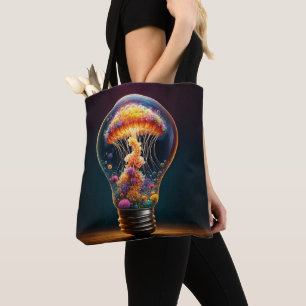 Fantasy glass bulb aquatic luminous creativity tote bag