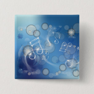 Fantasy Glass Music Notes 15 Cm Square Badge