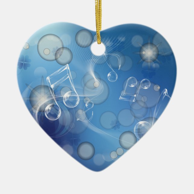 Fantasy Glass Music Notes Ceramic Ornament (Front)