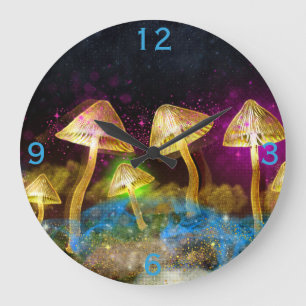 Fantasy Glowing Mushrooms Large Clock