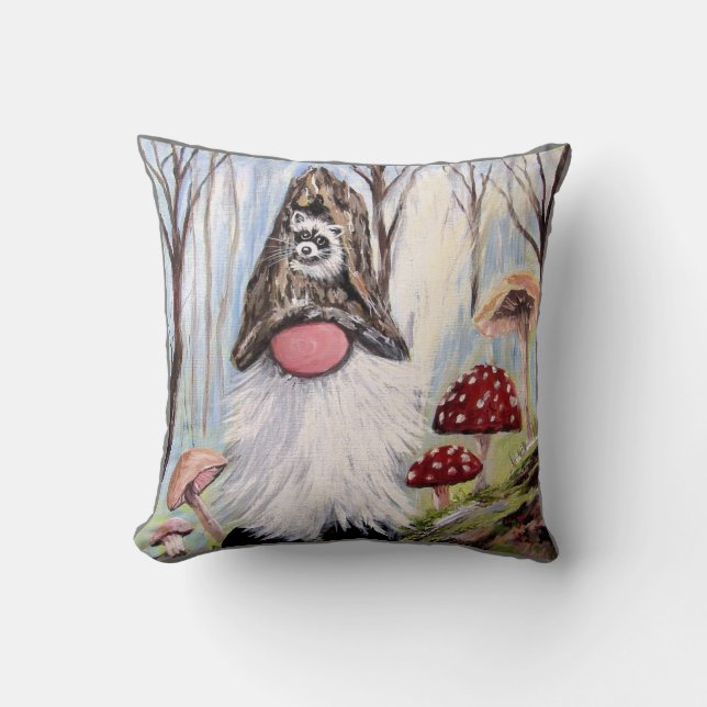 FANTASY GNOME RACCOON HAT PILLOW (Front)