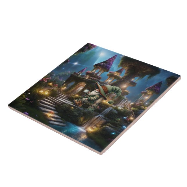 Fantasy Gnome world Ceramic Tile (Side)