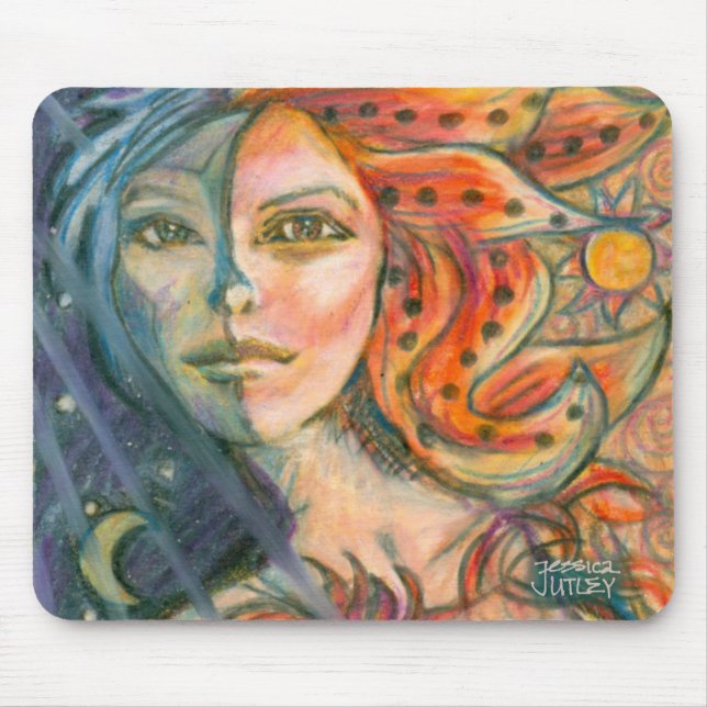 Fantasy Goddess Mouse Pad with Moon and Sun (Front)