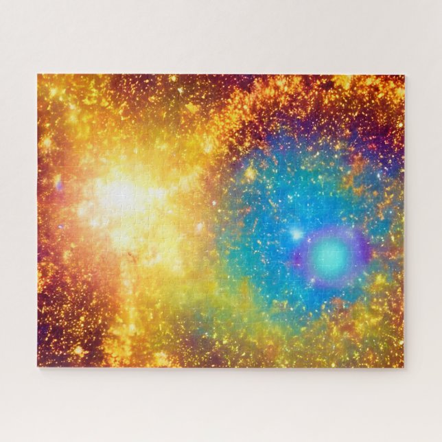 Fantasy Golden Glitter Explosion in Magical Cosmos Jigsaw Puzzle (Horizontal)
