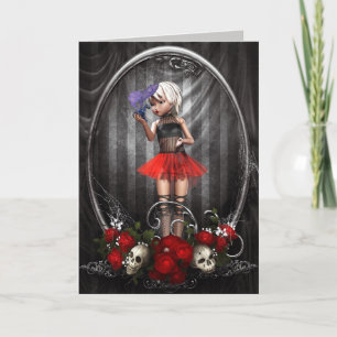 fantasy goth doll girl greeting card