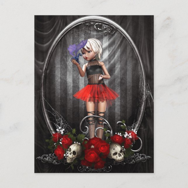 fantasy goth doll girl postcard (Front)