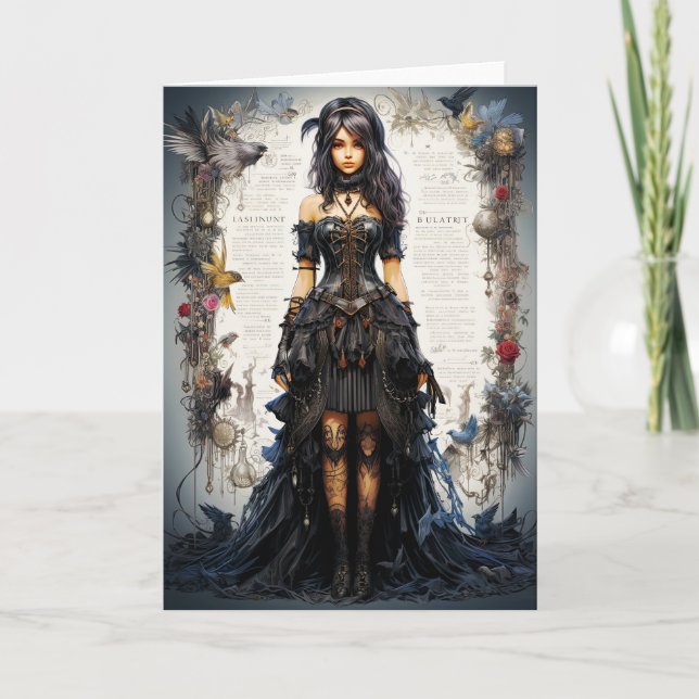 Fantasy Gothic Girl Greeting Card (Front)