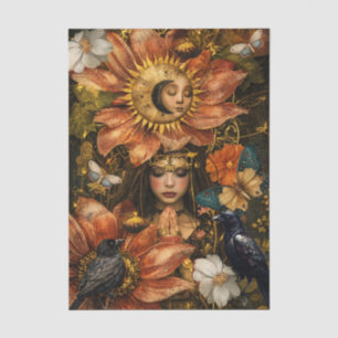 Fantasy Gothic Moth Garden Collage Decoupage Tissue Paper