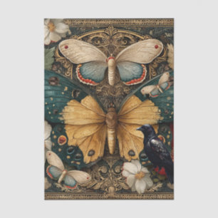 Fantasy Gothic Moth Garden Collage Decoupage Tissue Paper