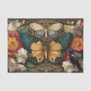 Fantasy Gothic Moth Garden Collage Decoupage Tissue Paper