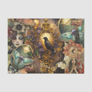 Fantasy Gothic Raven Collage Decoupage Tissue Paper
