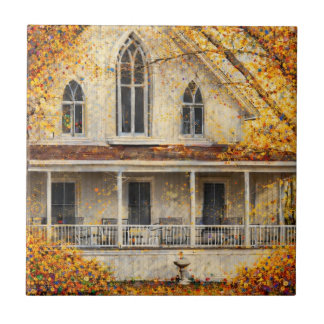 Fantasy Gothic-Revival Carpenter House Ceramic Tile
