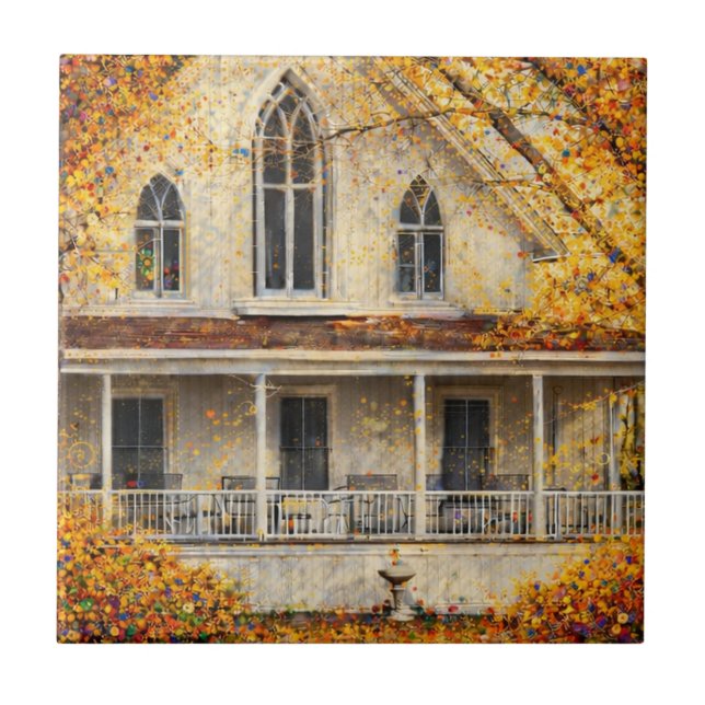 Fantasy Gothic-Revival Carpenter House  Ceramic Tile (Front)