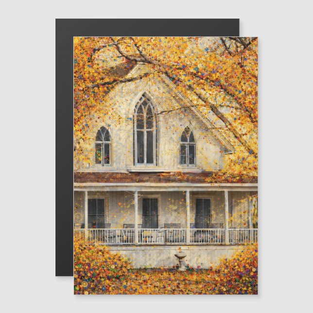 Fantasy Gothic-Revival Carpenter House Magnet Card (Front/Back)